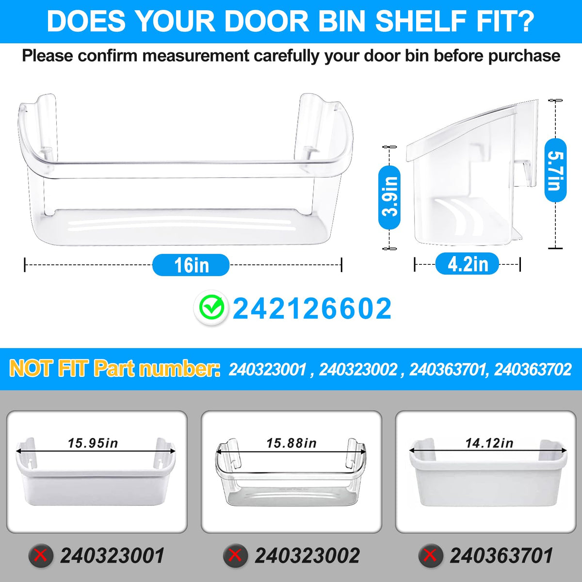 UPGRADED 242126602 Refrigerator Door Bin for Frigi