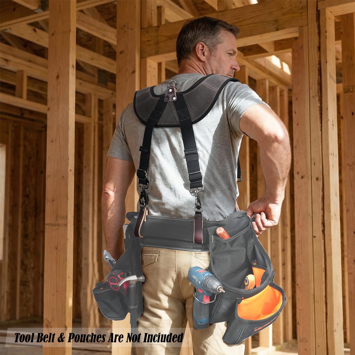 WELKINLAND Heavy-Duty Canvas Tool Belt Suspenders, Suspenders For Tool Belt