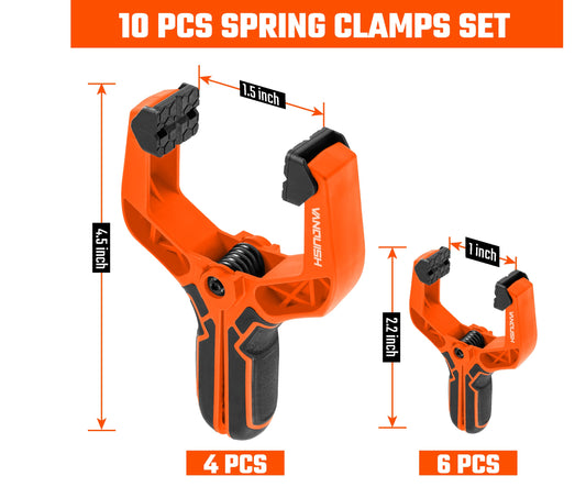 VANQUISH 10 Pack Spring Clamps Set, 2" & 4.5" Heavy Duty Nylon Clips