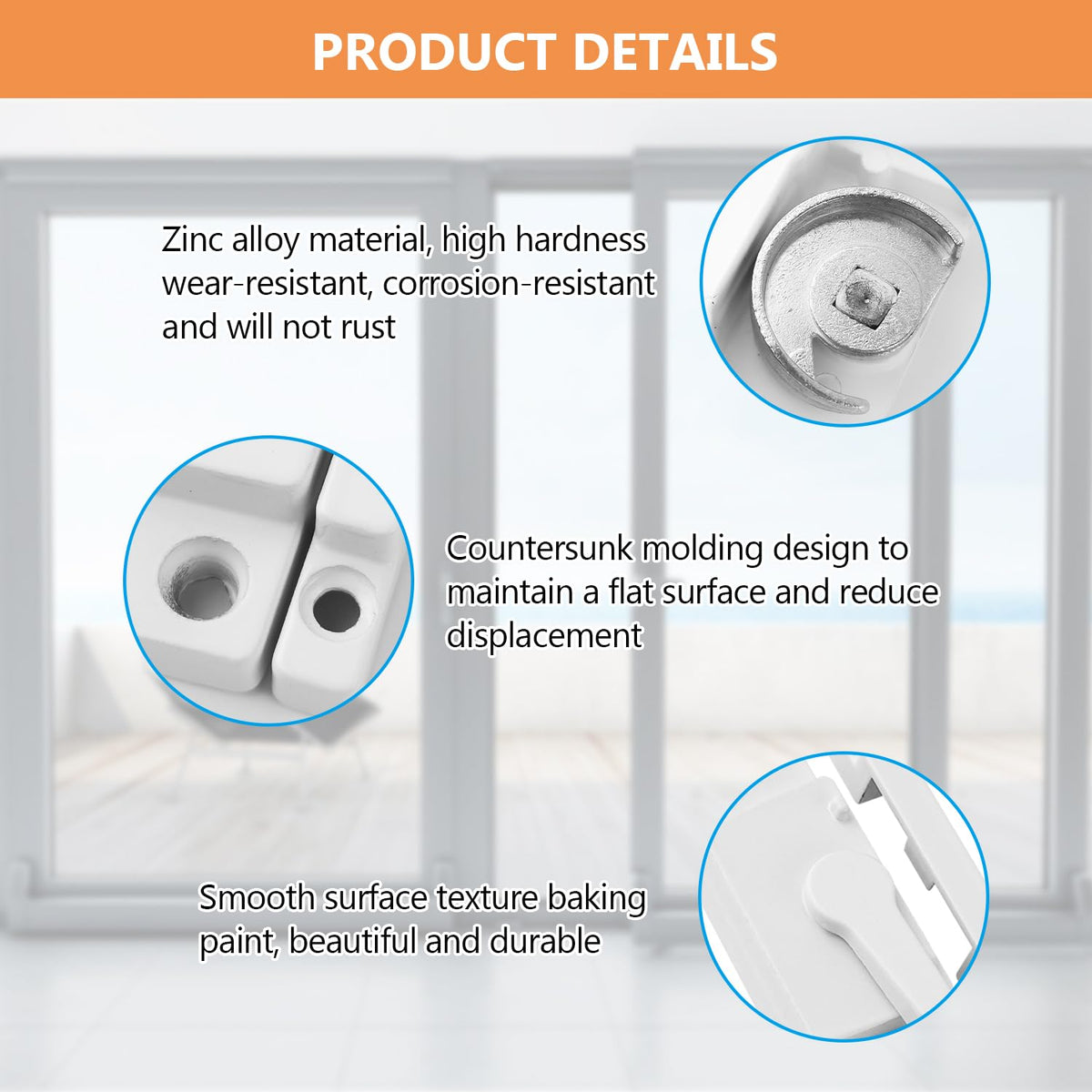 JEEJINYAN 10 Pack Cam Action White Window Sash Locks, Security Window Latches Replacement Sash Lock, Replacement Sash Lock for Horizontal Sliding Windows and Vinyl Single or Double Windows