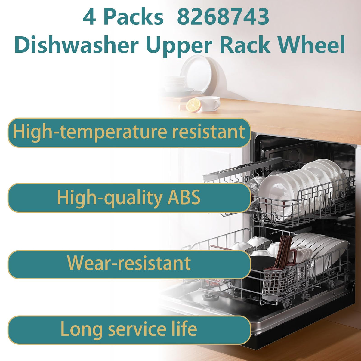 8268743 Dishwasher Upper Rack Wheel Replacement, F