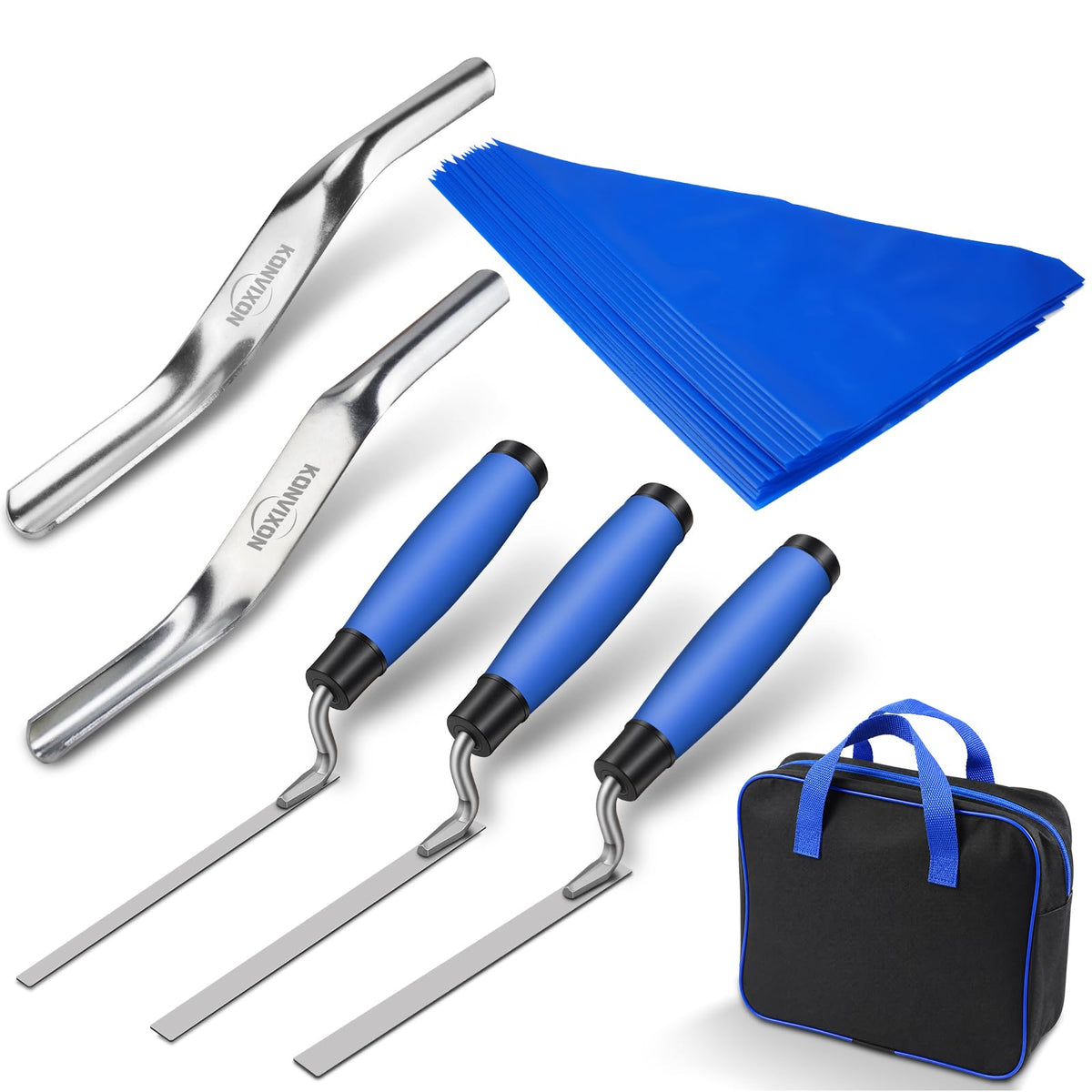 Konvixon 7-Size Brick Jointing Tools & 20 Pcs Masonry Mortar Grout Bags Kit