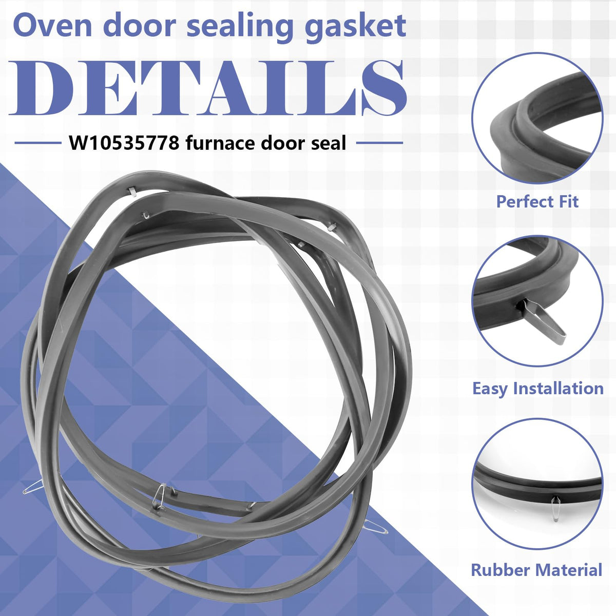 W10535778 WPW10535778 Range Oven Door Seal Gasket 
