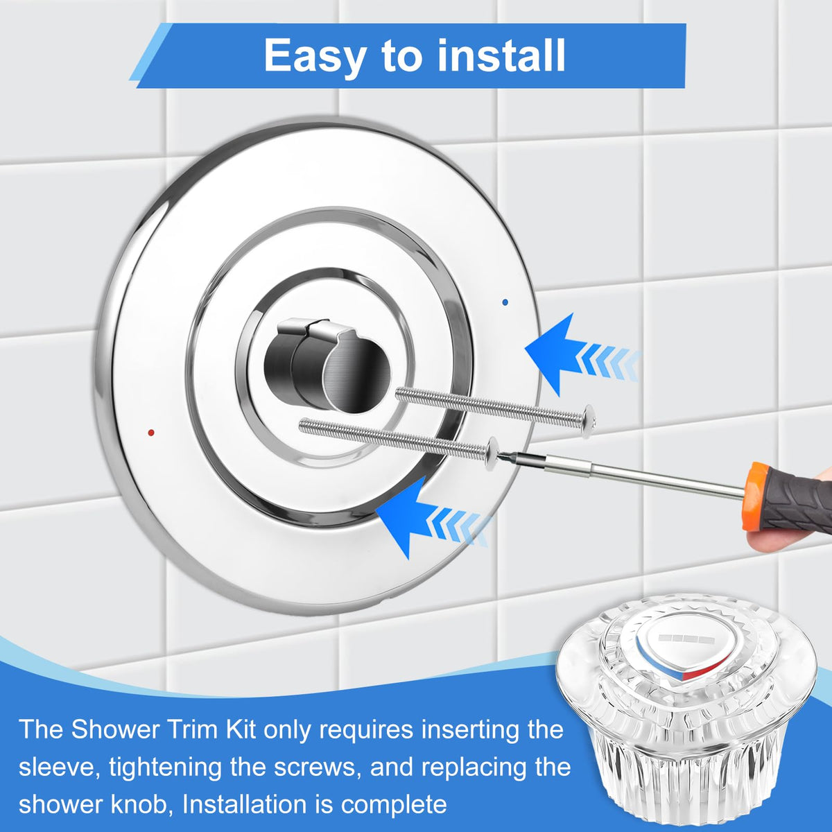 T470 Shower Trim Kit Compatible with Moen Chateau, Chrome Shower Handle Set
