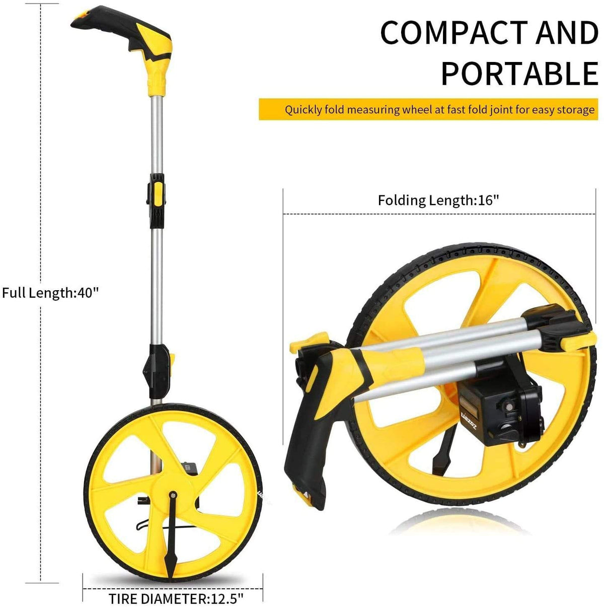 Zozen Measuring Wheel in Meters, Double Folding/One Key Reset/Mechanical