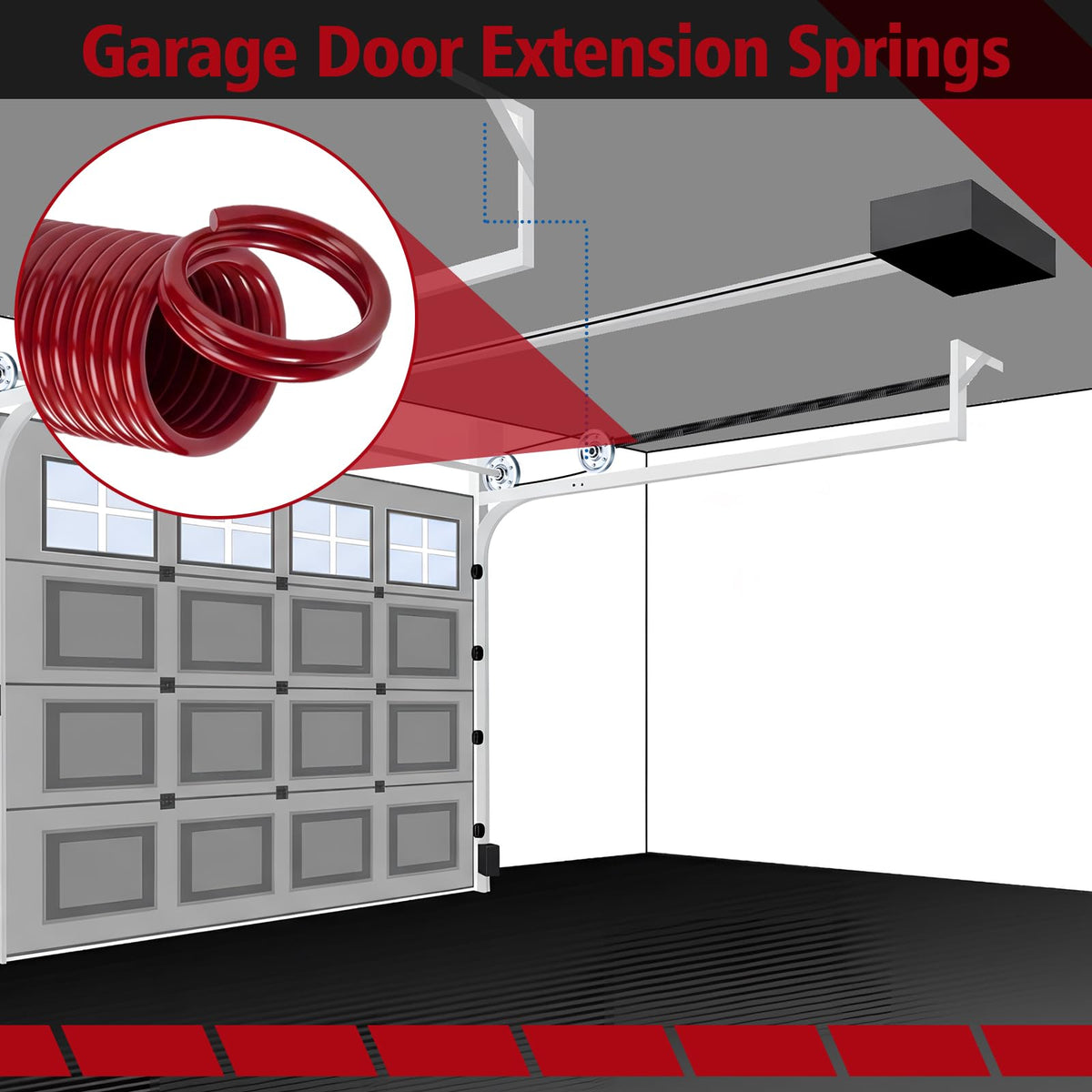 MorningRo Heavy-duty Garage Door Extension Springs Kit 150 lb Red