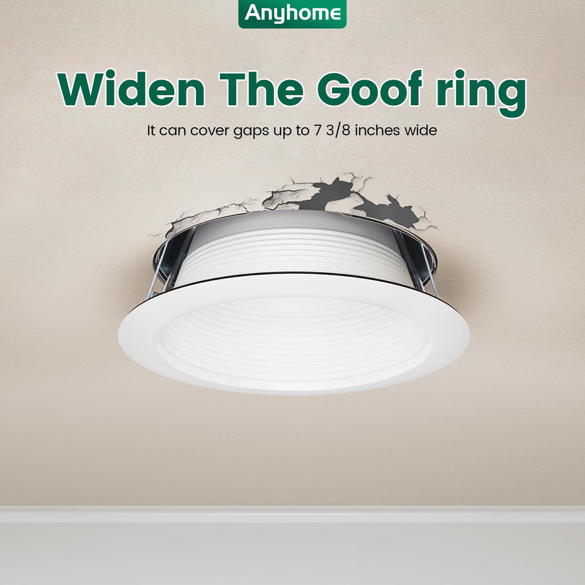 Anyhome 12 Pack 6" Recessed Can Light Trim,for 6 Inch Can,White,All-Metal