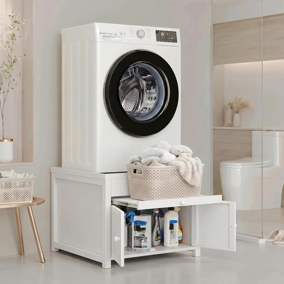 GangMei 29" Washer and Dryer Pedestal with Storage