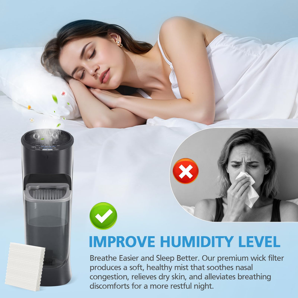 iSingo 6 Pack Humidifier Wicking HFT600 Replacement Filters T