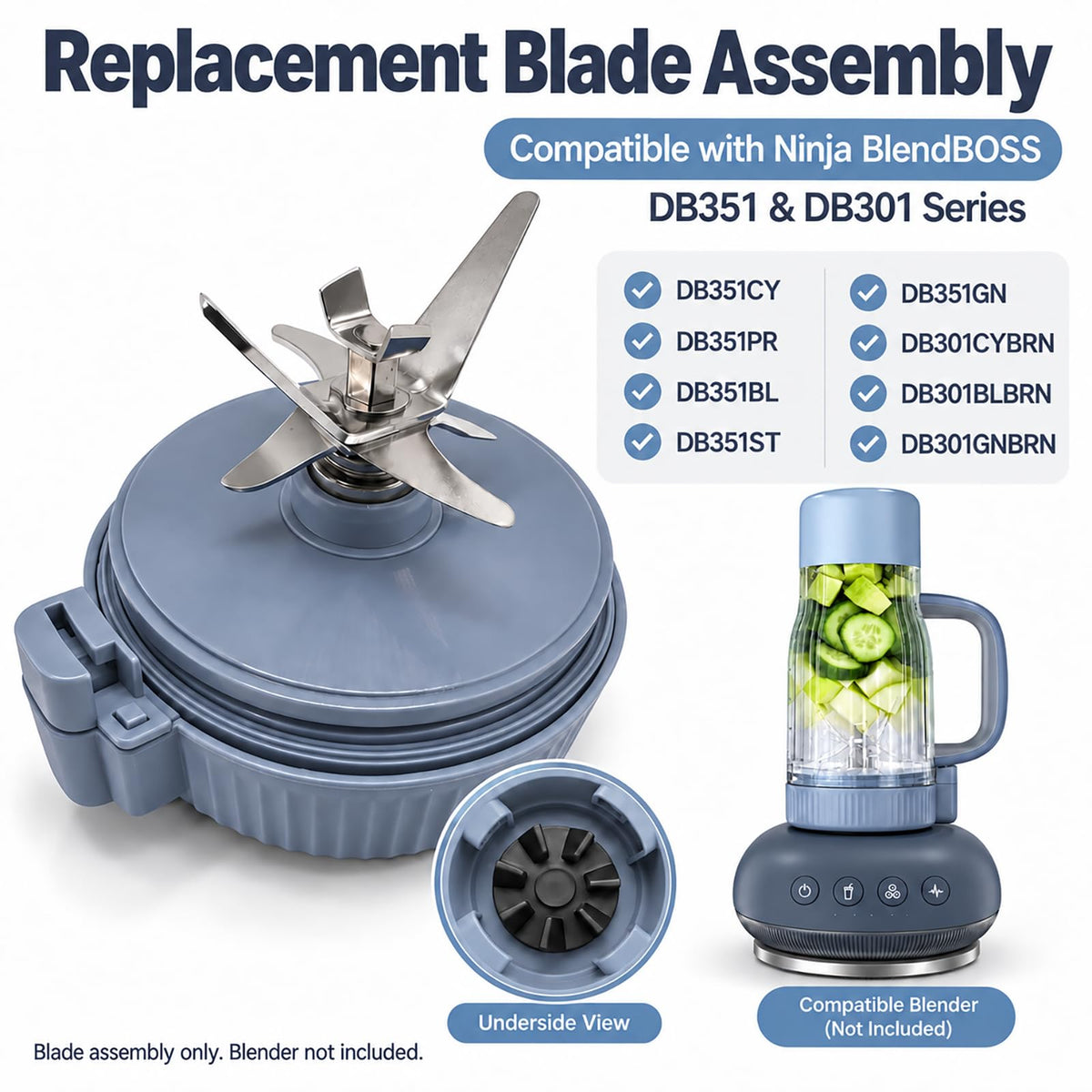 Replacement Crush Blade compatible with Ninja BlendBoss Blender