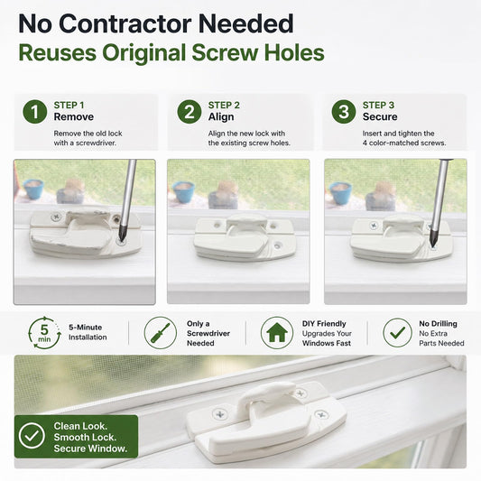 Metal Window Lock Replacement for Andersen, Upgraded Sash Lock and Keeper