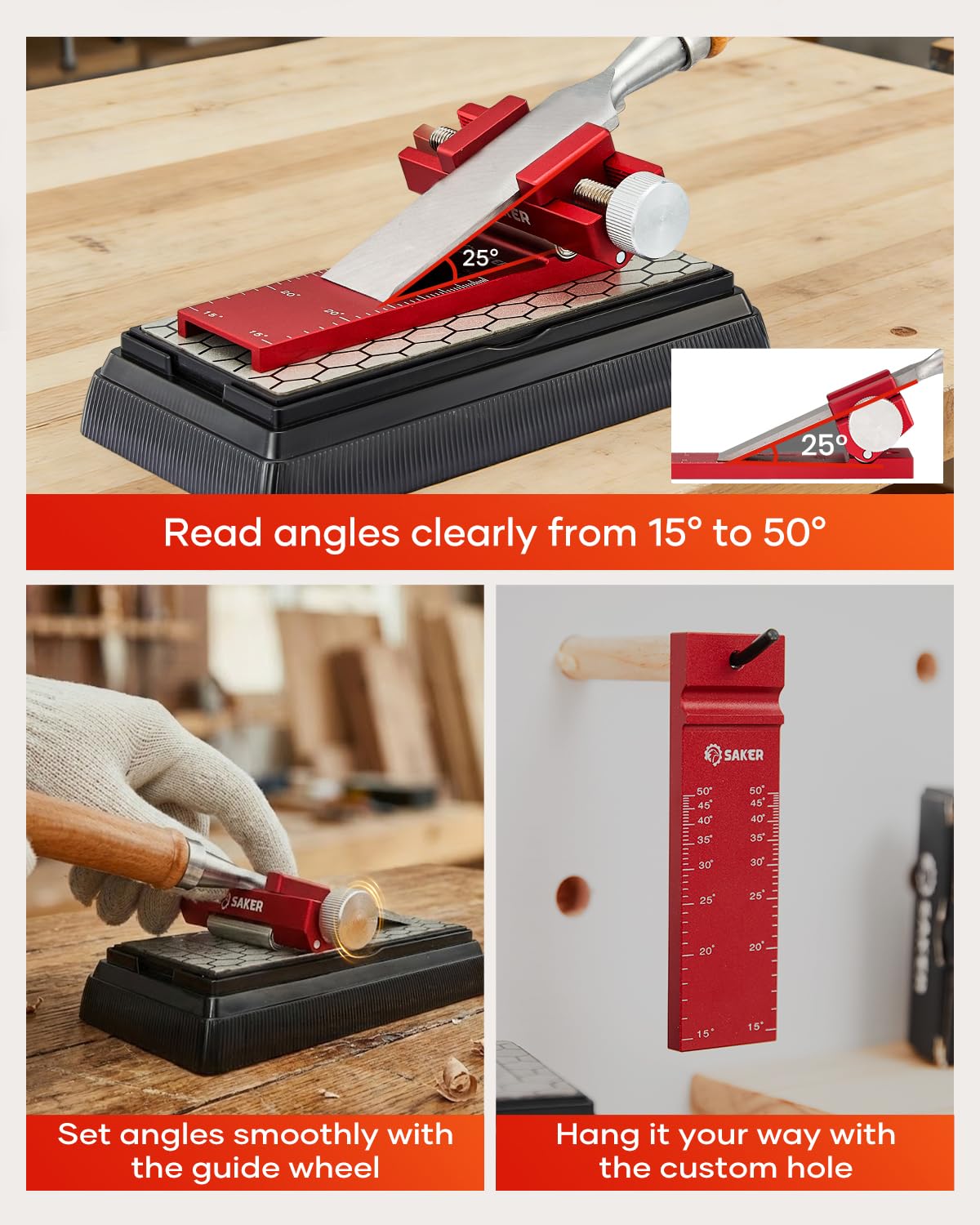 Saker Chisel Sharpening Jig, Chisel Sharpener,Wood Honing Guide