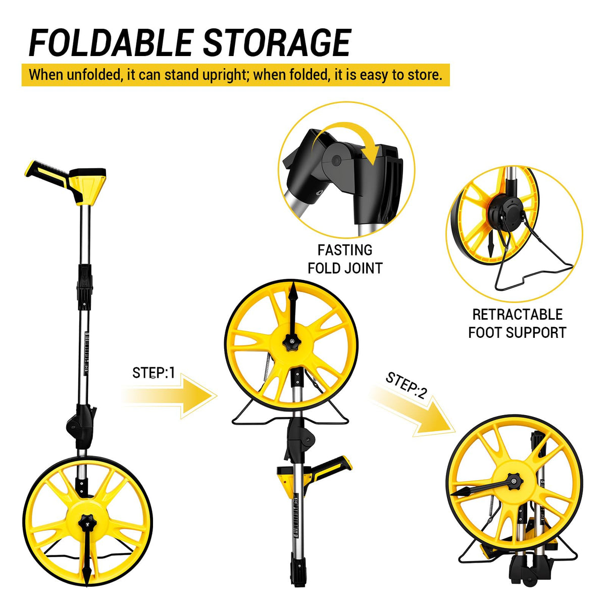 Measuring Wheel: DEKOPRO 4V Digital Measuring Wheel in Feet, 12.5 Inch 99,999Ft/ 99,999M Digital Display Folding Wheel Measurement Roller with Storage Bag