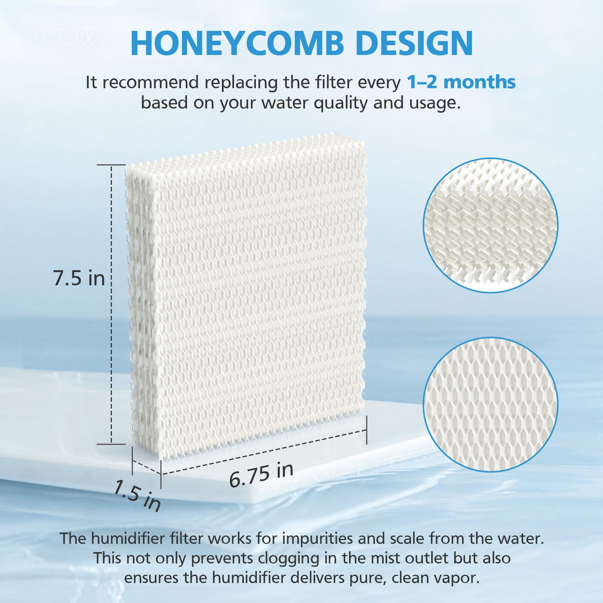 iSingo 6 Pack Humidifier Wicking HFT600 Replacement Filters T