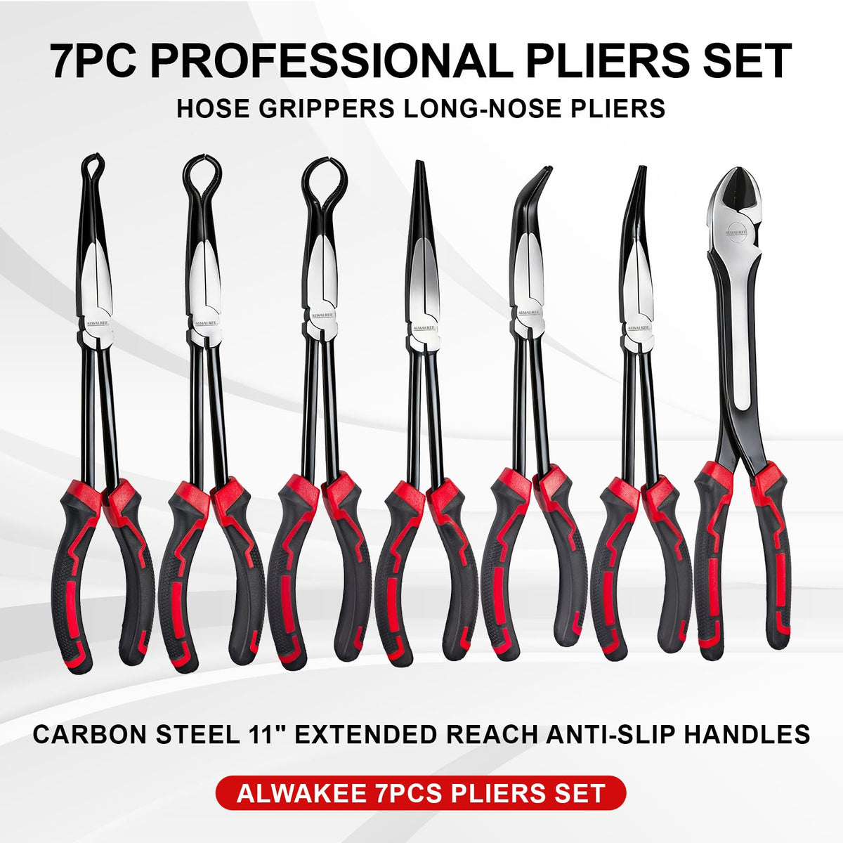 Alwalkee 7-Piece 11" Long Reach Needle Nose Pliers Set