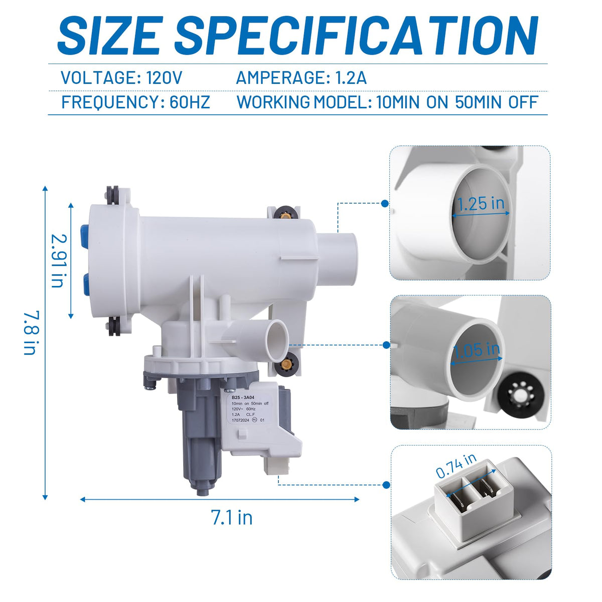 WH11X39237 WH11X29539 Washer Drain Pump for GE GFW550SSN0WW GFW850SPN2RS
