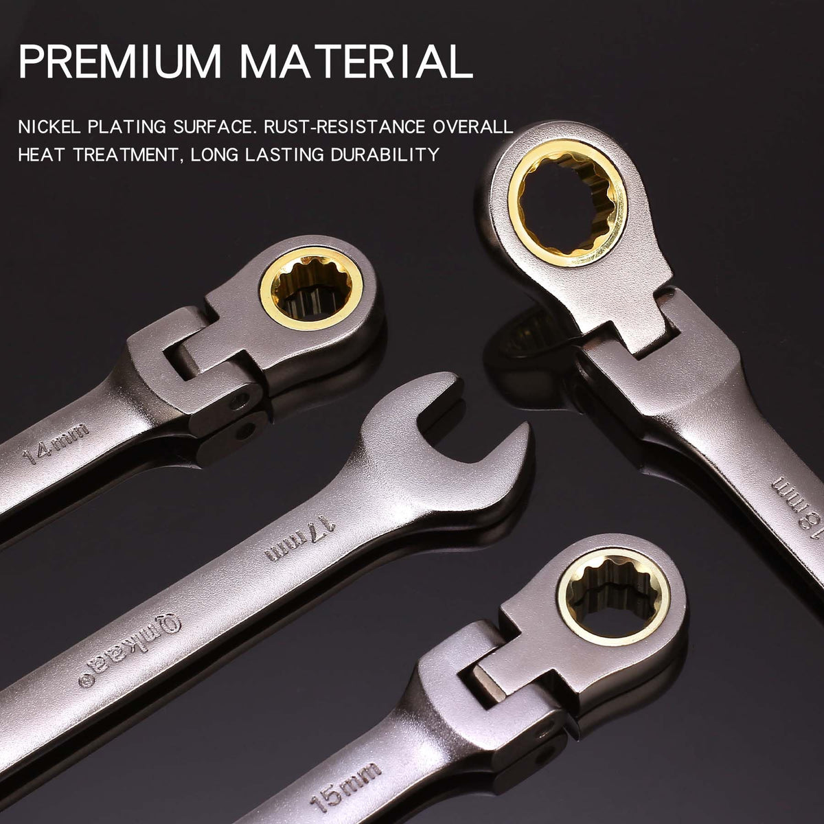 Qnkaa Flexible Ratcheting Wrench Set 24pcs Metric 8-19mm & SAE 1/4” to 7/8“