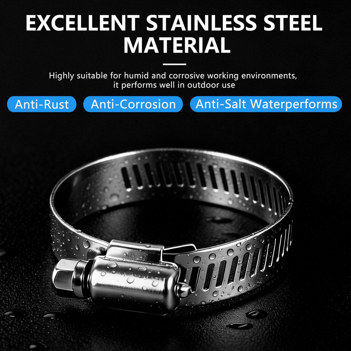 186pcs 304 Stainless Steel Hose Clamp Kit 8 Sizes From 1/4"-2" (6-51mm)
