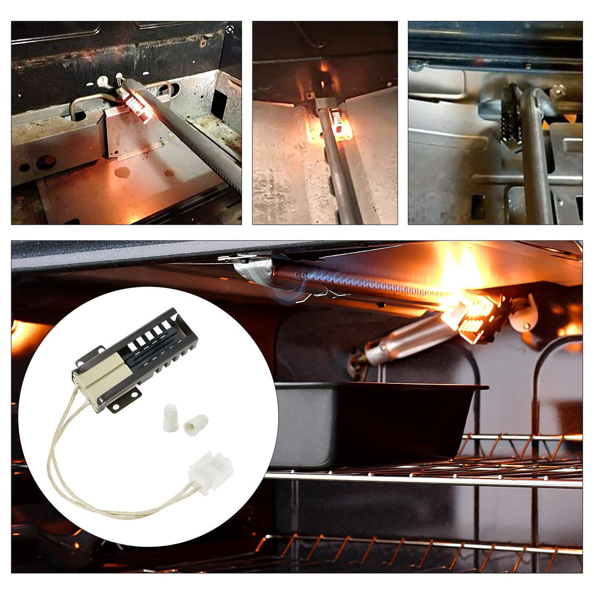 WB13K21 Flat Oven Igniter with Connector Plug for G.E Hot.point Ken.more Gas Range Oven, Replacement 5303935066 IG9998 WB13T10045 WB13K0021 WB13K10026 Norton 501a DG94-00520A by Cenipar