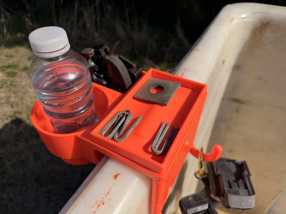 LINE WORK BUCKET PRODUCTS The 4N1 Bucket Truck Tool Organizer with Magnet, Bucket Hooks, Cup Holder and Storage