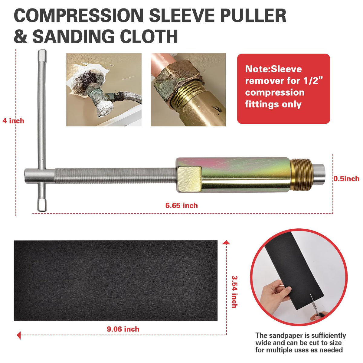 Vorhixa Plumbing Tools with Angle Stop Wrench & Compression Sleeve Puller