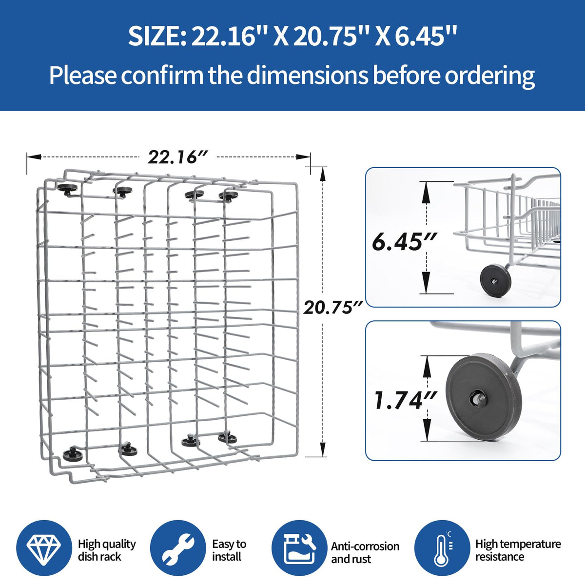 5304535379 Replacement Lower Dishrack Compatible with Frigidaire Dishwasher