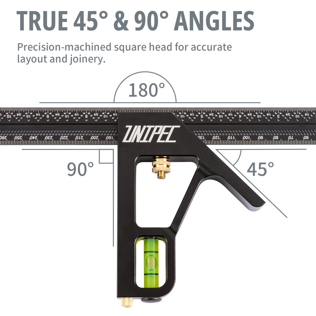 UNIPEC Combination Angle Square, 12-Inch Metric & Inch Ruler