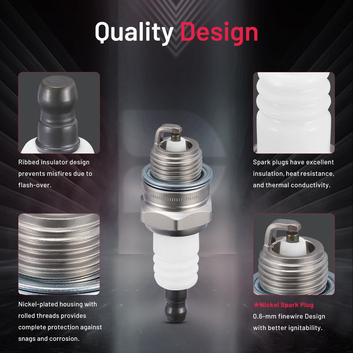 BDFHYK 5574 universal Spark Plugs Compatible with Universal engine for garden machines, lawn mowers, trimmers, etc. Replacement for BPMR8Y Set of 10