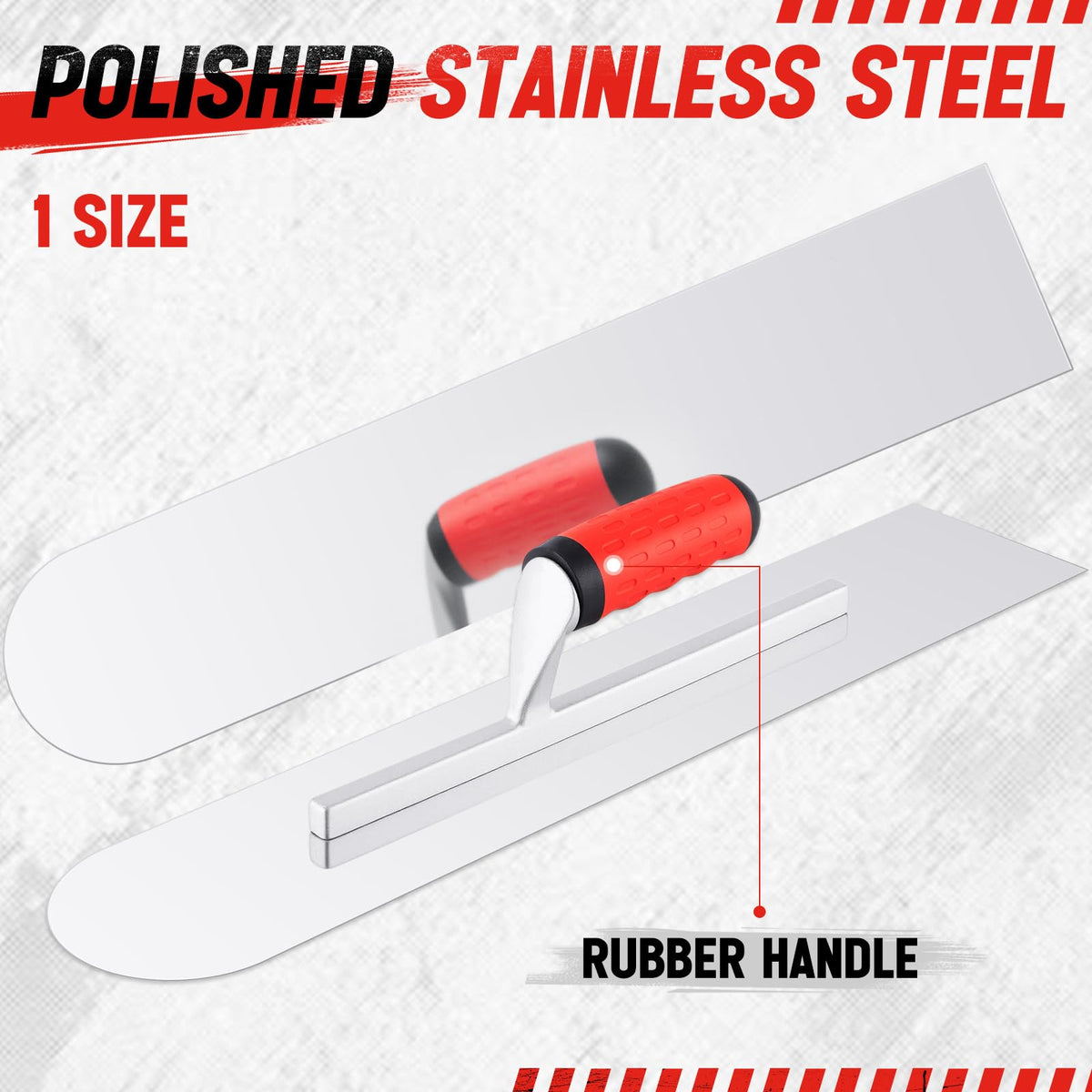 MorningRo Large 20''x4'' Stainless Steel Pool Trowel Round End-Square Back