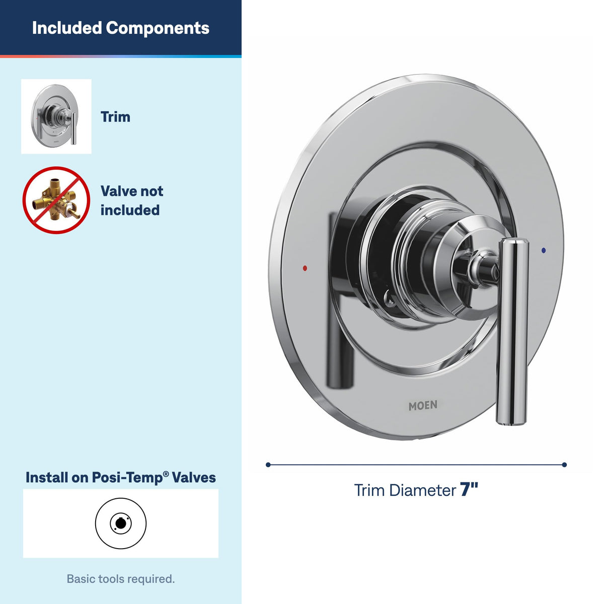 Moen T2901 Gibson Chrome Posi-Temp Valve Trim Kit