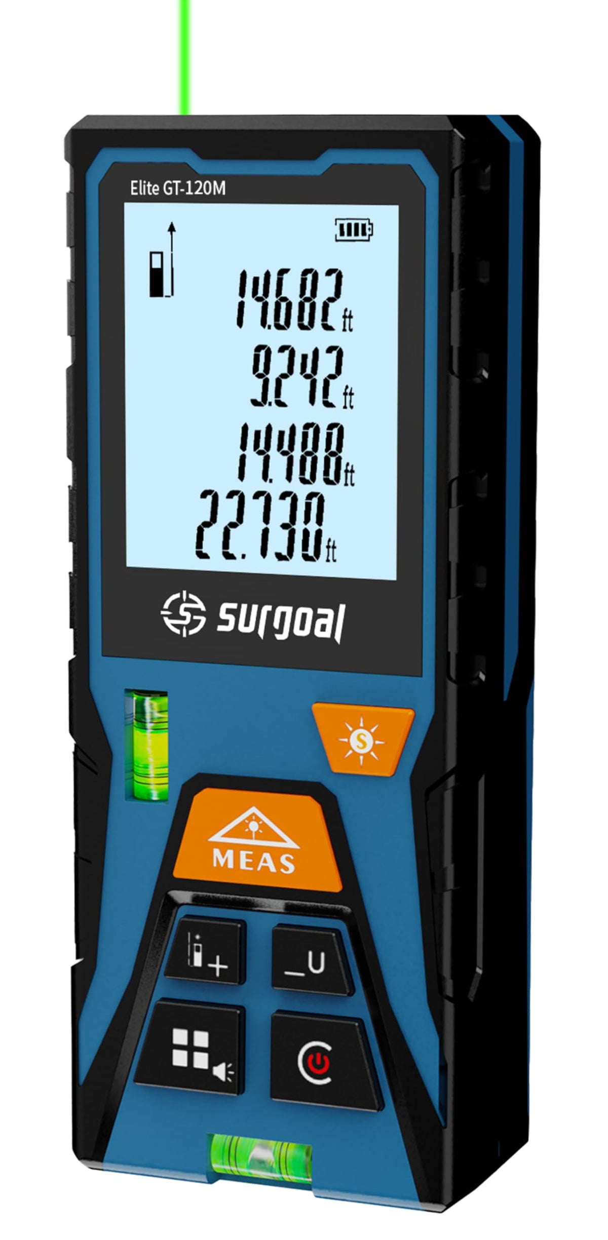 Laser Distance Measure Backlit LCD with Bubble Levels Enhanced-Bright 393FT