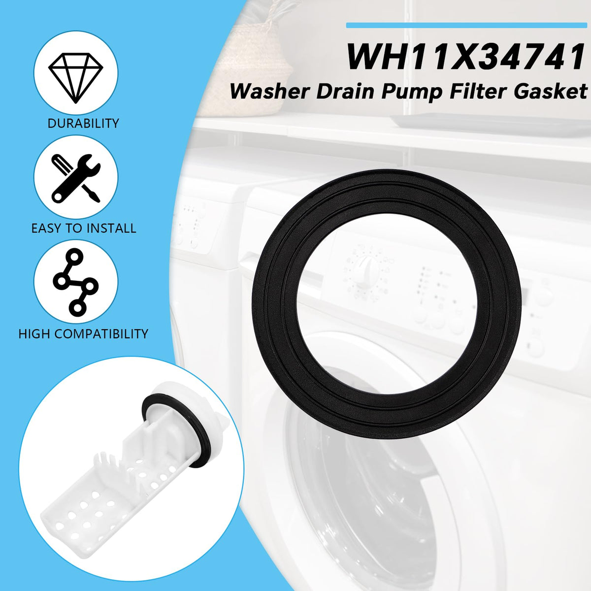 WH11X34741 Washer Drain Pump Filter gasket