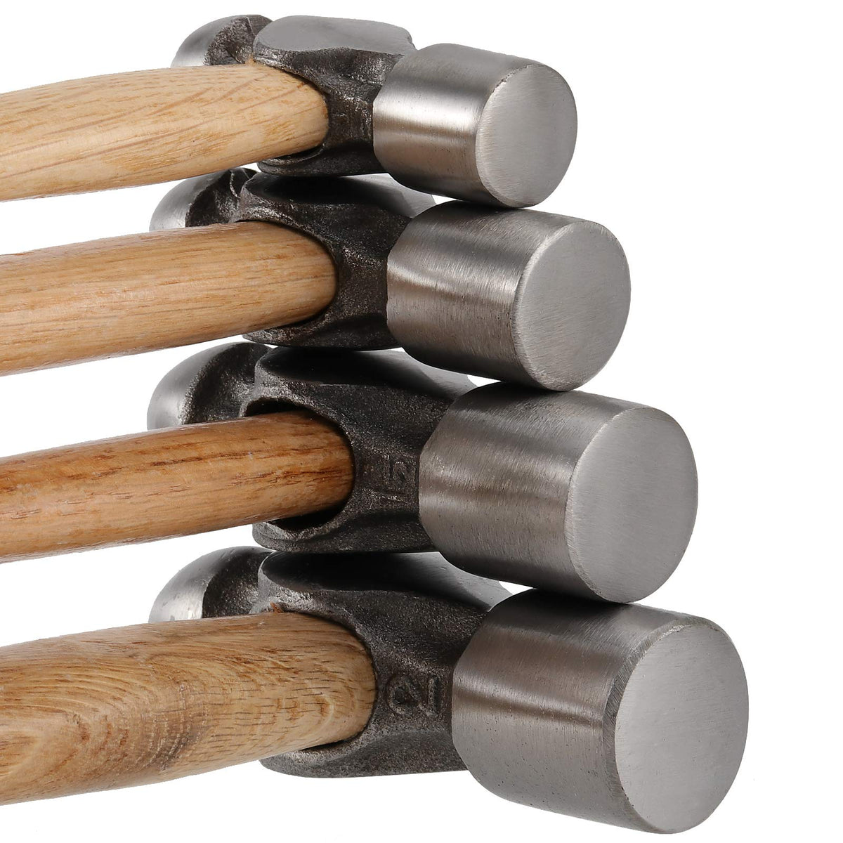 ZEONHAK 4 PCS Ball Peen Hammer, 8 OZ,16 OZ, 24 OZ, 32 OZ Ball Peen Hammer Set with Wooden Handle and Non-Slip Shock Absorbing Grip for Metal Rivetc