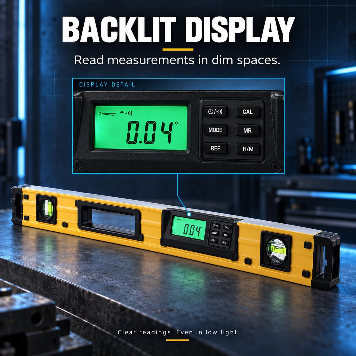 2PM TOOLS 24-Inch Digital Torpedo Level and Protractor, Neodymium Magnets, Bright LCD Display, IP54 Dust/Water Resistant smart level with Carrying Bag