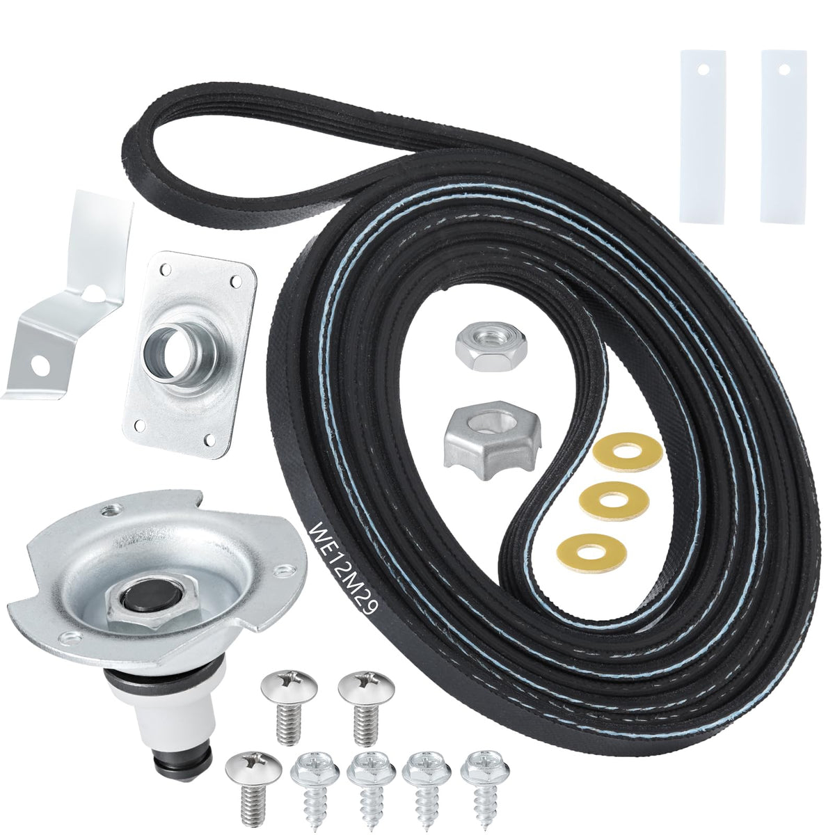 WE25X205 WE25M40 Dryer Drum Bearing Replacemnt Kit Contains WE12M29 Drum Drive Belt WE1M333 Drum Bearing Slide - Compatible With GE Hotpoint Replaces AP2619300,784658,PS267529