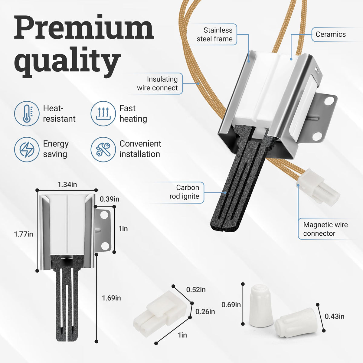 501rb Oven Igniter, 316489403 Stove Igniter Replacement Fit for Frigi-daire Ken-more Cros-ley Gas Range Igniter by Fetechmate, Replace Model 501rb Oven Igniter, 5304508786, 7316489403, 316489403