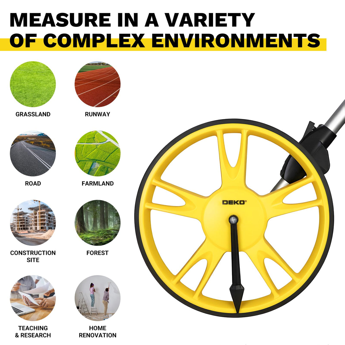 Measuring Wheel: DEKOPRO 12 Inch Measure Wheel in Feet, 99999.9Ft Measuring Wheels, Portable Wheel Measurement Roller One Key to Reset with Storage Bag