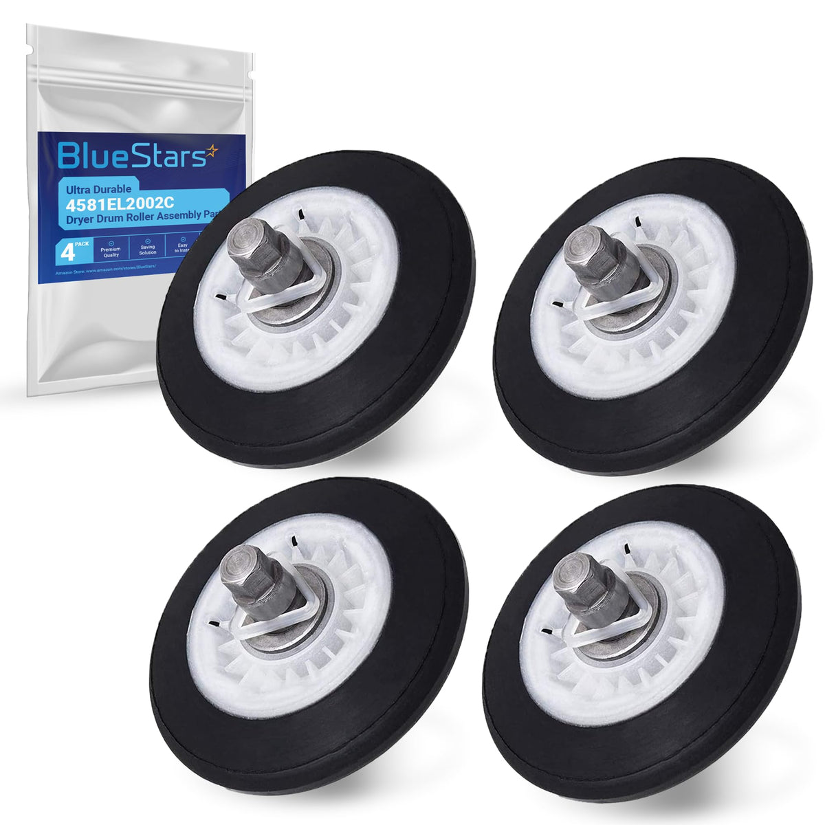 BlueStars 4-Pack 4581EL2002C Dryer Drum Roller Ass