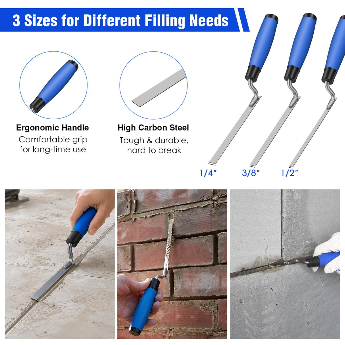 Konvixon 7-Size Brick Jointing Tools & 20 Pcs Masonry Mortar Grout Bags Kit