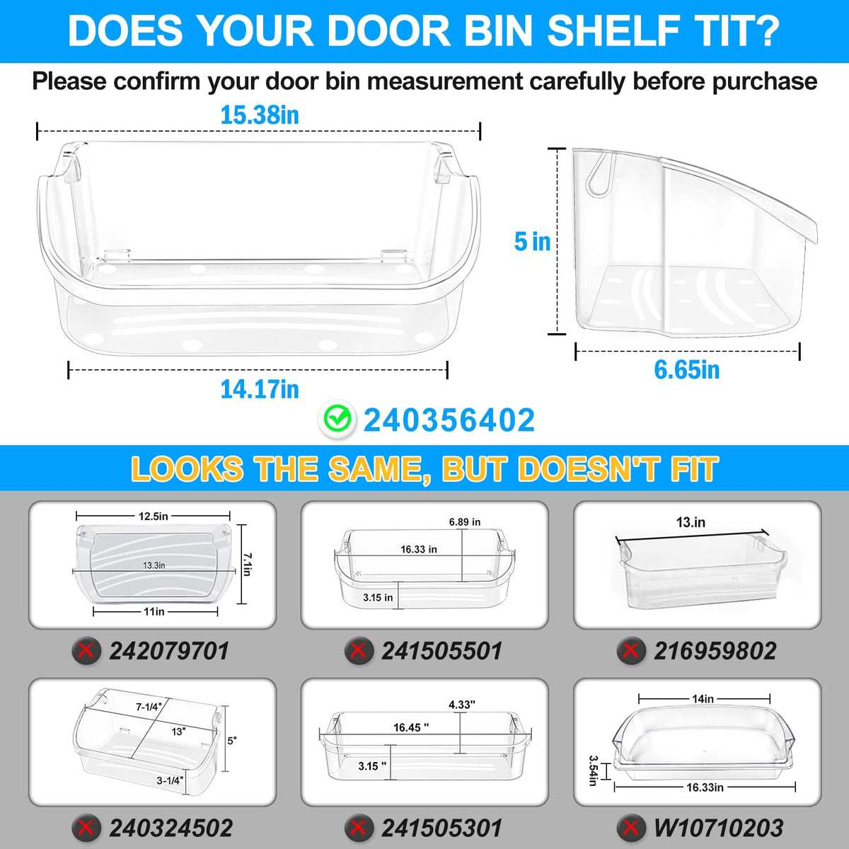 ALVAR 240356402 Refrigerator Door Bin for Frigidai