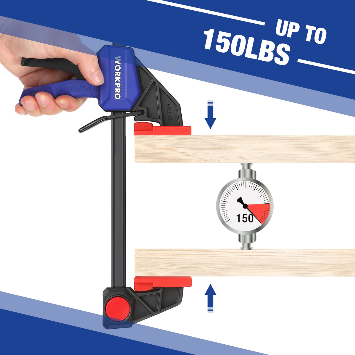 WORKPRO 6-Pack Bar Clamps for Woodworking, 6" (4) & 12" (2) F Clamps, Blue