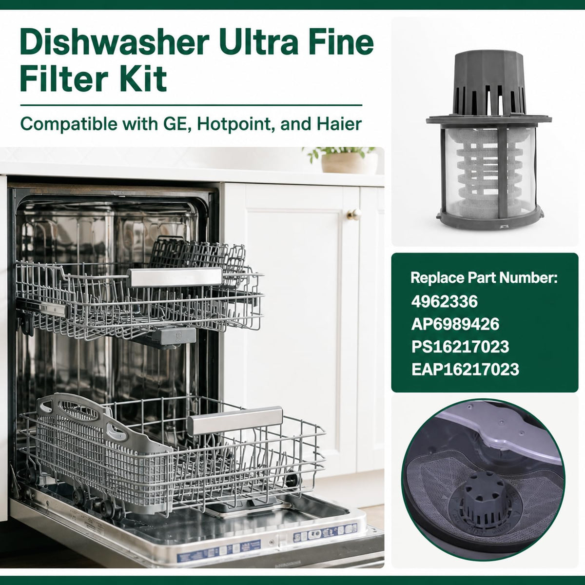WD12X25995 Dishwasher Ultra Fine Filter and Basket Assembly PS16217023 Part