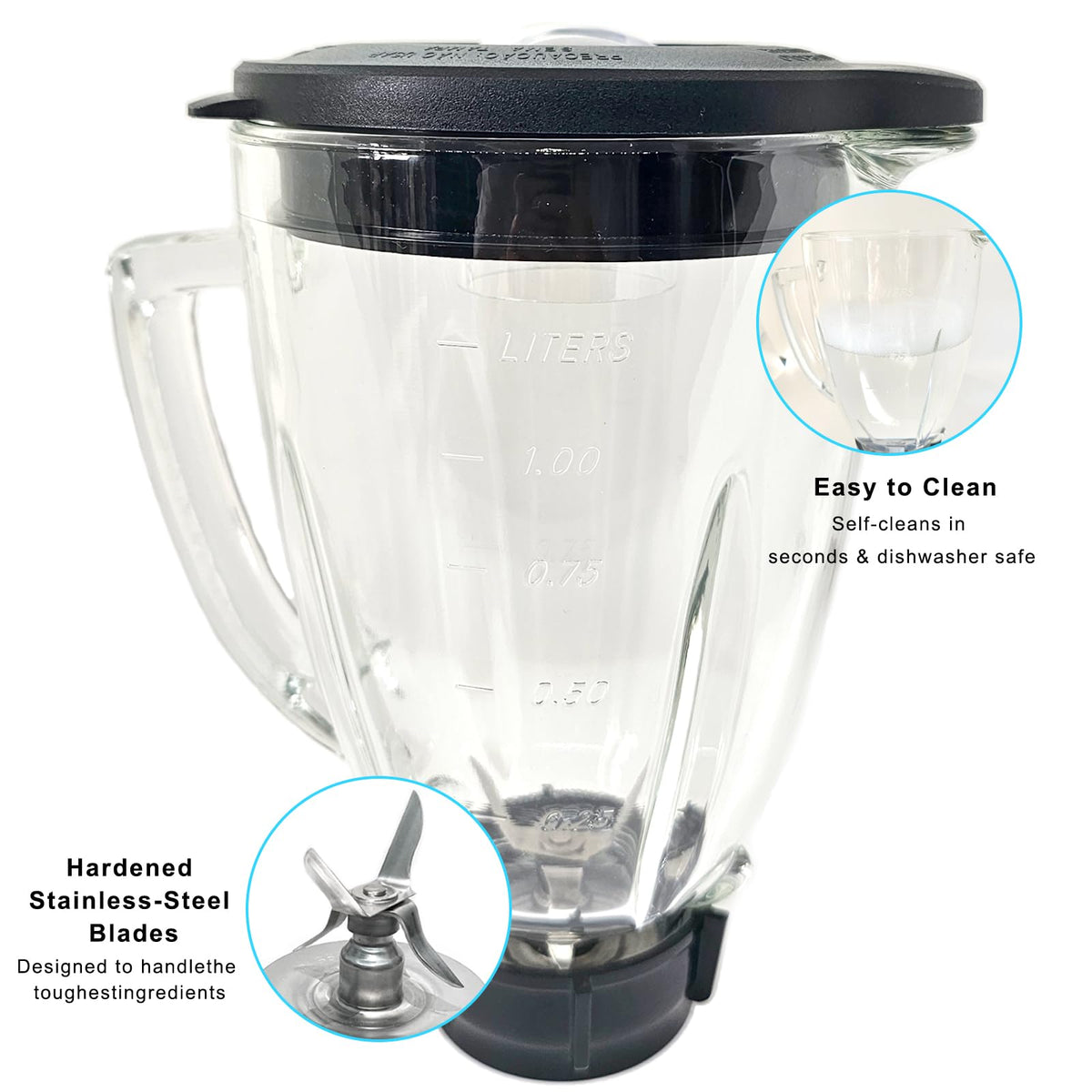 6 Cup Blender Glass Jar with Blade, Blender Replacement Parts for Aspas Para Licuadora Oster Osterizer Classic Series (NOT fit Pro, Master or Versa models)
