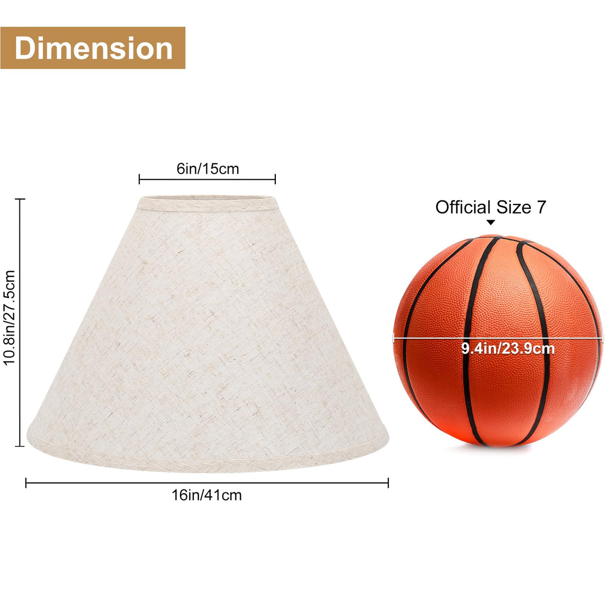 Empire Lamp Shades Set of 2, 6" Top x 16" Bottom x 10.8" High, Large Beige Lamp Shades for Table Lamps Floor Lamps, Natural Linen Lampshades Replacement, Spider, Harp Holders Included, Easy Assembly