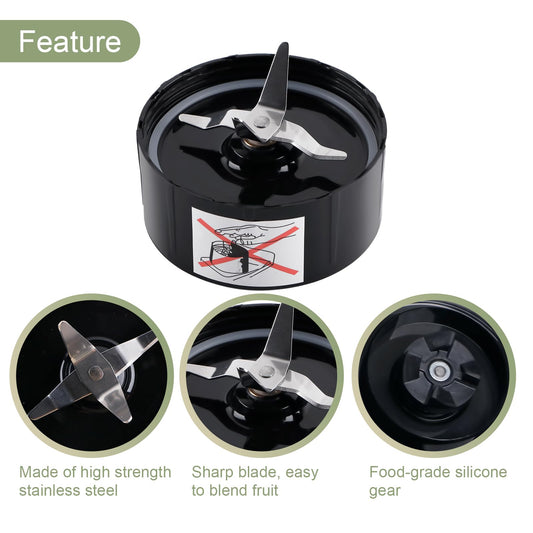 Equust 2-pack Cross Blade Blender Replacement Parts Work with Magic Bullet 250w Blenders Model MB1001 Series, Black