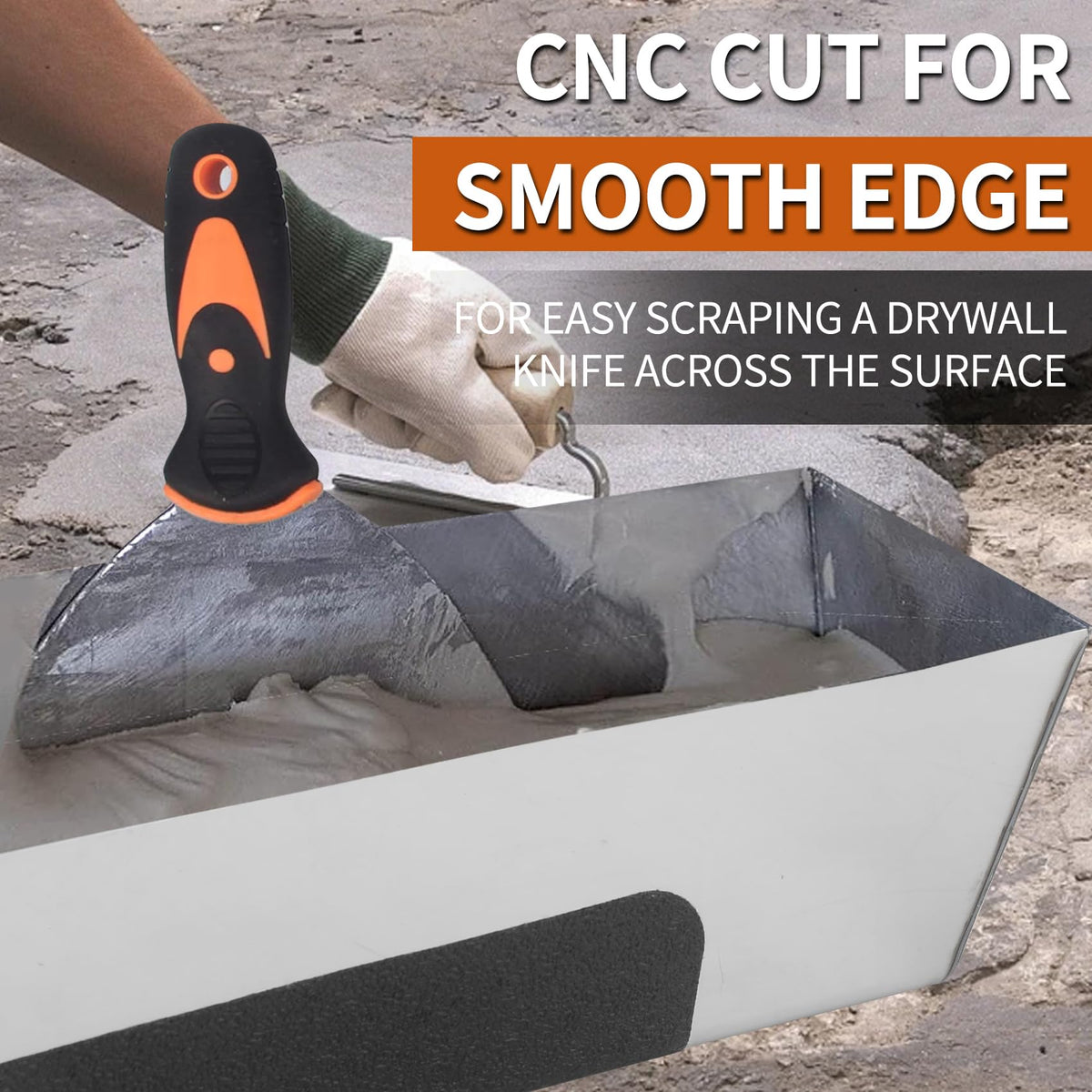 12" Stainless Steel Mud Pan,Anti-slip Base,Sheared Sides to Clean Knives, Hold Joint Compound, Drywall and Plaster