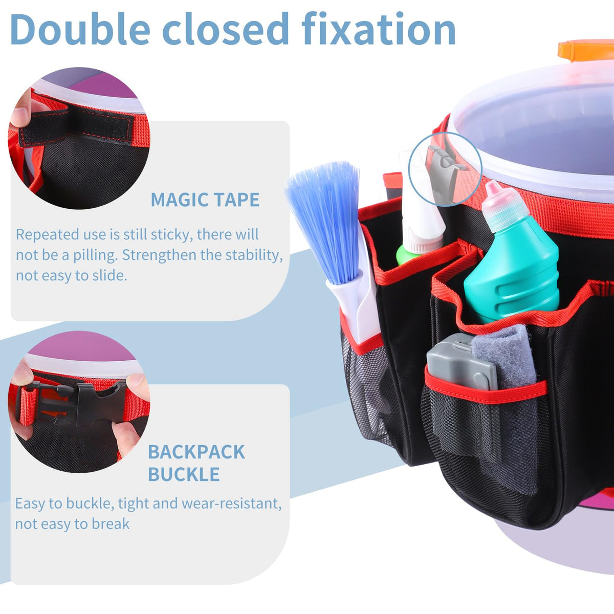 Bucket Cleaning Tool Organizer,Wash Tool Caddy 5-Gallon Organizer for Home