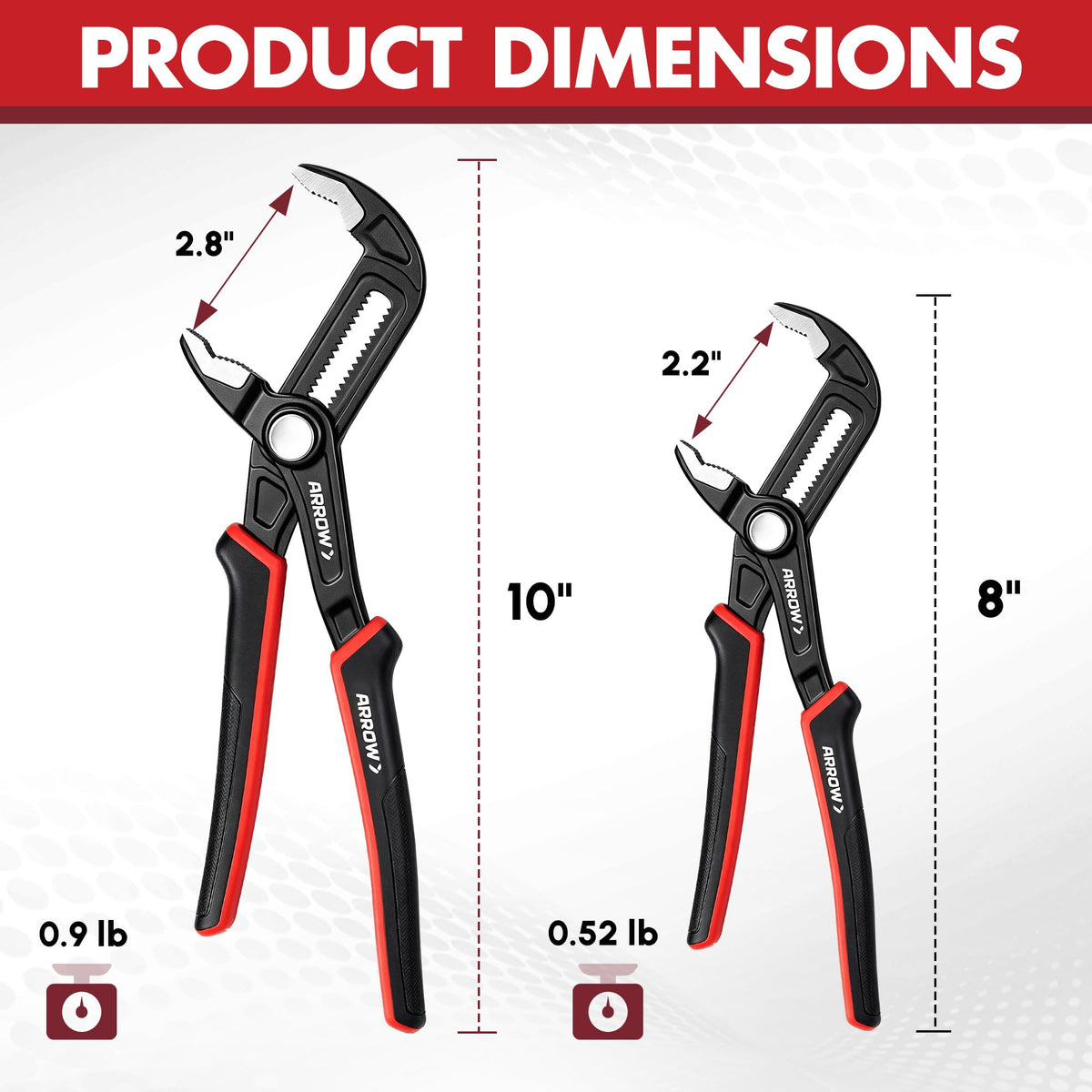 ARROW 2-Piece Quick Adjustable Groove Joint Pliers (8" & 10")