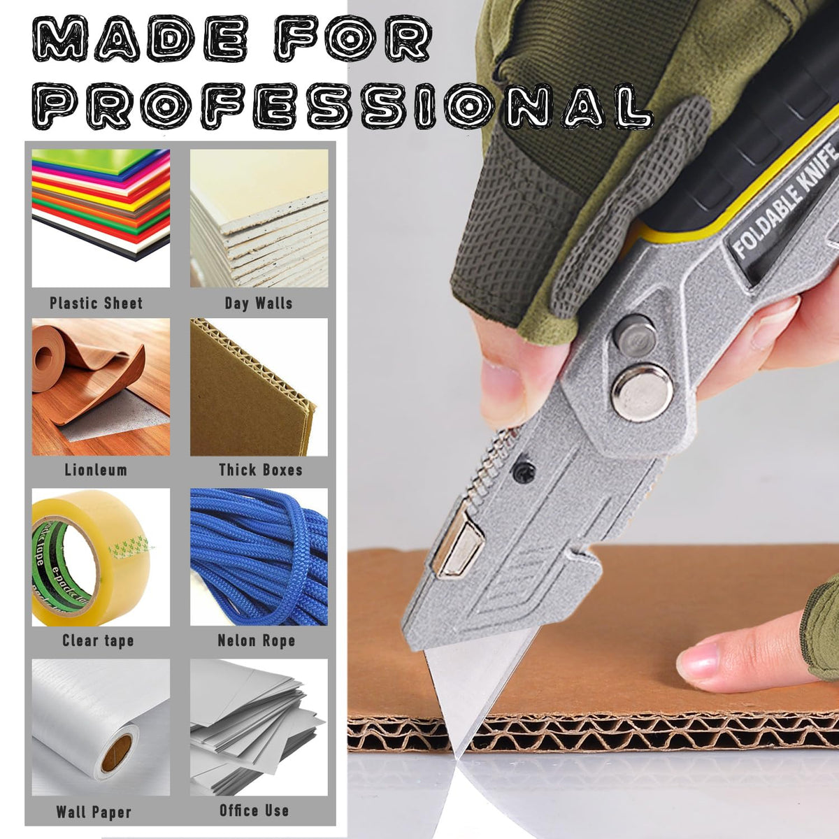 10-Pack Heavy Duty Folding Box Cutter with Blade Storage (Entirety Metal)