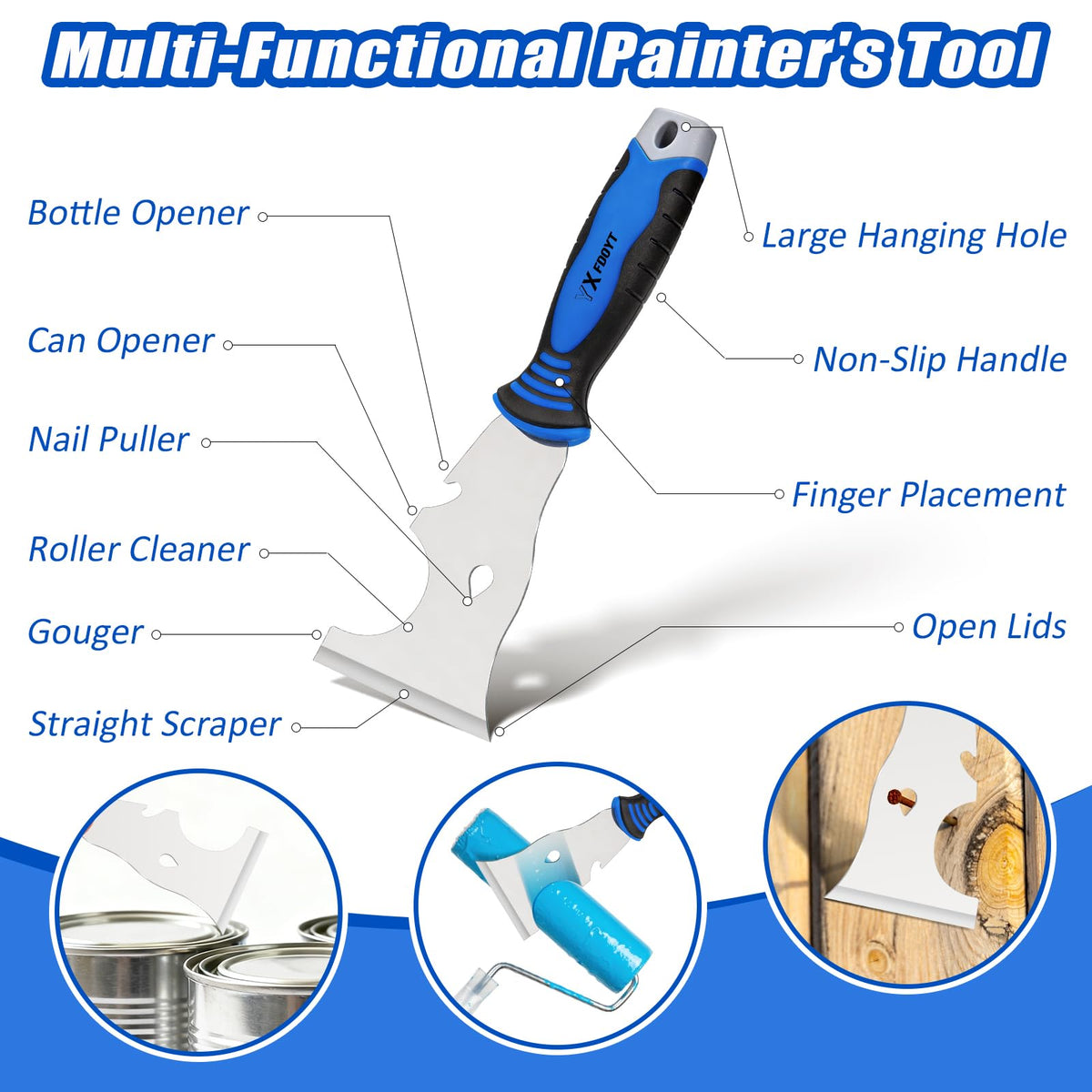 YXFDOYT 16Pcs Drywall Knife Set with 14"Drywall Mud Pan & Bag, Blue